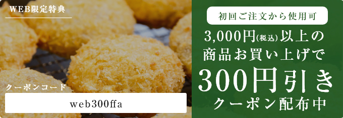 WEB限定特典｜3,000円以上の商品お買い上げで300円引きクーポン配布中